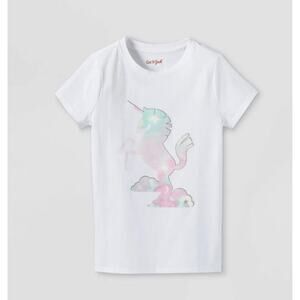 Cat & Jack White Girls' 'Tie-Dye & Glitter Unicorn' Graphic T-Shirt -XL NWT